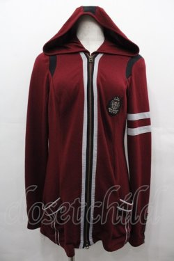 画像1: Ozz Croce / ロゴエンブレムワッペンフード付きカーディガン  ボルドーＸ白Ｘ黒 I-25-08-15-010-OO-TO-HD-ZI