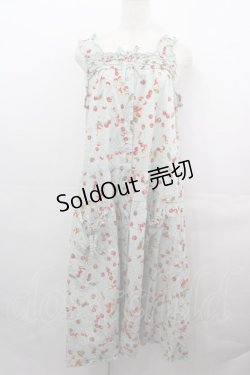 画像1: PINK HOUSE / チェリーズプリントキャミソールワンピース  サックス I-25-08-15-106-LO-OP-HD-ZI