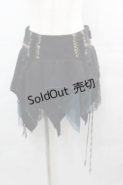 画像1: Ozz Croce / サイド編み上げチェーンスカート  黒 I-25-08-15-111-OO-SK-HD-ZI