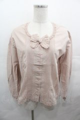 PINK HOUSE / 胸元&袖ピンタックノーカラーブラウス  ピンク I-25-08-15-016-LO-BL-HD-ZI