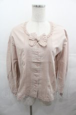 画像1: PINK HOUSE / 胸元&袖ピンタックノーカラーブラウス  ピンク I-25-08-15-016-LO-BL-HD-ZT225 (1)