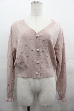 画像1: evelyn / ハート刺繍ニットカーディガン  ピンク I-25-08-15-003-LO-TO-HD-ZI