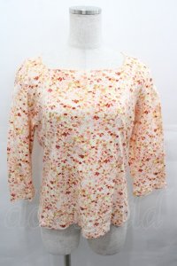 PINK HOUSE / 小花柄長袖Tシャツ L オレンジ I-25-08-15-040-LO-TS-HD-ZI