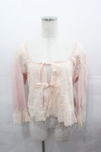 PINK HOUSE / レースパッチワーク切替カーディガン L ピンク I-25-08-15-043-LO-TO-HD-ZI