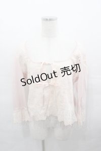 PINK HOUSE / レースパッチワーク切替カーディガン L ピンク I-25-08-15-043-LO-TO-HD-ZI