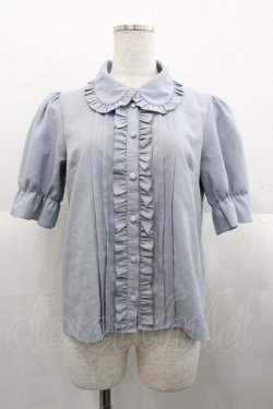 画像1: DearMyLove / フリル半袖ブラウス M サックス I-25-08-18-001-EL-BL-HD-ZI