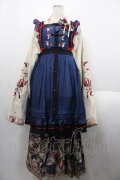 造鏡集 / うさぎ刺繍着物風セットアップ XL アイボリーＸネイビー I-25-08-18-056-LO-OP-HD-ZI