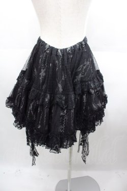 画像2: FRILL / 蝶&薔薇縦プリントスカート  黒Ｘシルバー I-25-08-18-088-HN-SK-HD-ZI