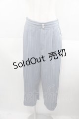 axes femme / 裾刺繍ストライプワイドパンツ  サックスＸ白 I-25-08-18-099-AX-PA-HD-ZI