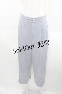 axes femme / 裾刺繍ストライプワイドパンツ  サックスＸ白 I-25-08-18-099-AX-PA-HD-ZI