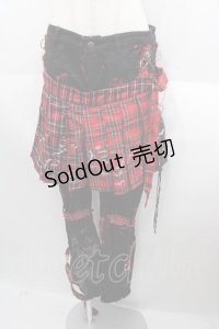 H.ANARCHYISM for PLUS / フラップ付きボンテージパンツ  ブラック×レッド I-25-08-18-102-HN-PA-HD-ZI