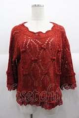 axes femme / 裾レースニットトップス  エンジ I-25-08-18-017-AX-TO-HD-ZI