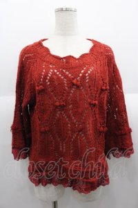 axes femme / 裾レースニットトップス  エンジ I-25-08-18-017-AX-TO-HD-ZI