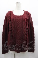 axes femme / ネックレス付ウール混PO M ワイン I-25-08-18-019-AX-TO-HD-ZI