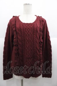 axes femme / ネックレス付ウール混PO M ワイン I-25-08-18-019-AX-TO-HD-ZI