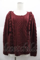axes femme / ネックレス付ウール混PO M ワイン I-25-08-18-020-AX-TO-HD-ZI