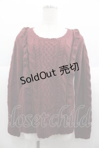 axes femme / ネックレス付ウール混PO M ワイン I-25-08-18-020-AX-TO-HD-ZI