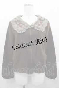 axes femme / フェイクファー衿ジップカーデ M チャ I-25-08-18-022-AX-TO-HD-ZI