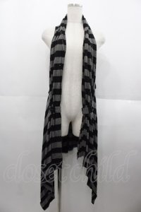 BPN / ボーダーノースリーブロングカーディガン  グレーＸ黒 I-25-08-18-034-GO-TO-HD-ZI