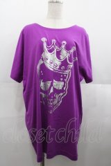 LOVER'S ROCK / 王冠スカルビッグTシャツ  パープル I-25-08-18-040-PU-TS-HD-ZI