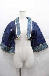 海外ロリータブランド / 総柄刺繍ジャケット  青 I-25-08-22-046-LO-OP-HD-ZI