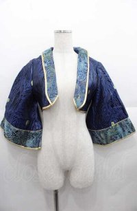海外ロリータブランド / 総柄刺繍ジャケット  青 I-25-08-22-046-LO-OP-HD-ZI