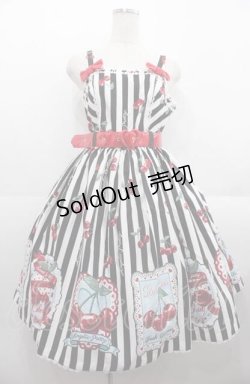 画像1: Angelic Pretty / Cherry Stampジャンパースカート  黒 I-25-08-22-051-AP-OP-HD-ZI