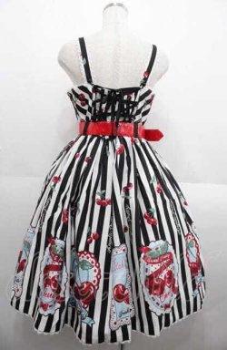 画像2: Angelic Pretty / Cherry Stampジャンパースカート  黒 I-25-08-22-051-AP-OP-HD-ZI
