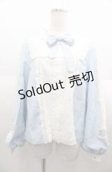 LeMiroie / リボン付きフリル長袖ブラウス  サックスＸ白 I-25-08-22-006-LO-BL-HD-ZI