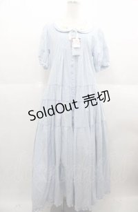 PINK HOUSE / ミモザ刺繍入り衿付きワンピース  サックス I-25-08-22-085-LO-OP-HD-ZI