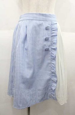 画像1: axes femme kawaii / チェック柄切り替えスカート  青Ｘ白チェック I-25-08-22-087-AX-SK-HD-ZI