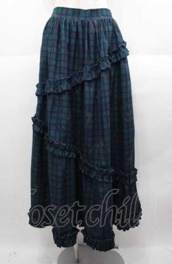 画像1: axes femme kawaii / おさんぽテリア柄スカート  グリーンＸネイビー I-25-08-22-092-AX-SK-HD-ZI
