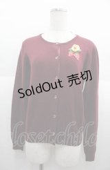 Emily Temple cute / いちご刺繍ニットカーディガン  ボルドー I-25-08-22-011-ET-TO-HD-ZI