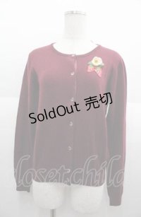 Emily Temple cute / いちご刺繍ニットカーディガン  ボルドー I-25-08-22-011-ET-TO-HD-ZI
