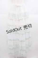 PINK HOUSE / あじさいグラデーションフリルスカート  白 I-25-08-22-100-LO-SK-HD-ZI