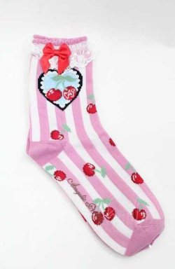 画像2: Angelic Pretty / Cherry Stampクルー丈ソックス  ピンク I-25-08-22-119-AP-ZA-HD-ZI