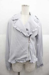 axes femme / カット素材ライダース M サックス I-25-08-22-015-AX-JA-HD-ZI