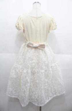 画像2: Shirley Temple / ベルベット切り替えレースワンピース 160CM アイボリー I-25-08-22-023-ET-OP-HD-ZI