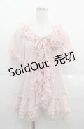 PINK HOUSE / コサージュ付きフロッキードットチュールブラウス  ピンク I-25-08-22-031-LO-BL-HD-ZI