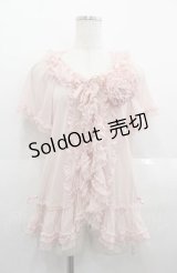 PINK HOUSE / コサージュ付きフロッキードットチュールブラウス  ピンク I-25-08-22-031-LO-BL-HD-ZI