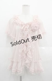 PINK HOUSE / コサージュ付きフロッキードットチュールブラウス  ピンク I-25-08-22-031-LO-BL-HD-ZI