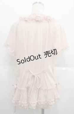 画像2: PINK HOUSE / コサージュ付きフロッキードットチュールブラウス  ピンク I-25-08-22-031-LO-BL-HD-ZI