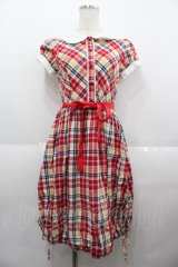 Beth / マドラスチェックブラウスワンピース  レッド I-25-08-25-040-CL-OP-HD-ZI