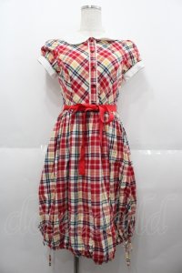Beth / マドラスチェックブラウスワンピース  レッド I-25-08-25-040-CL-OP-HD-ZI