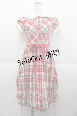 画像1: Beth / マドラスチェックブラウスワンピース  レッド I-25-08-25-040-CL-OP-HD-ZT339