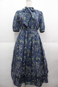 Melody BasKet / 植物図鑑ボウタイワンピース  ネイビー I-25-08-25-041-LO-OP-HD-ZI