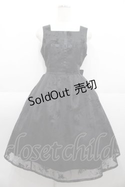 画像1: Moi-meme-Moitie / 花柄フロッキーミニジャンパースカート  黒 I-25-08-25-062-MO-OP-HD-ZI