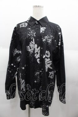 画像1: SUPER LOVERS / PUNKプリントロングシャツ  黒Ｘシルバー I-25-08-25-009-PU-BL-HD-ZI