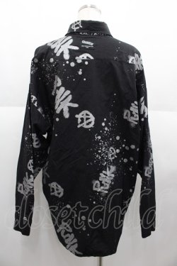 画像2: SUPER LOVERS / PUNKプリントロングシャツ  黒Ｘシルバー I-25-08-25-009-PU-BL-HD-ZI