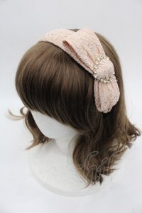 Swankiss / リボンハートビジューレースカチューシャ  ベージュ I-25-08-25-101-CA-ZA-HD-ZI